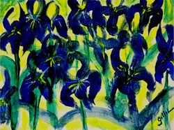 Blue Irises Oil - Greeting Card - GallaherGallery.com